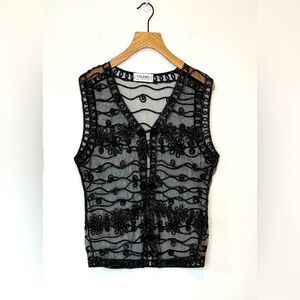 Valenti sheer embroidered vest , sz : medium